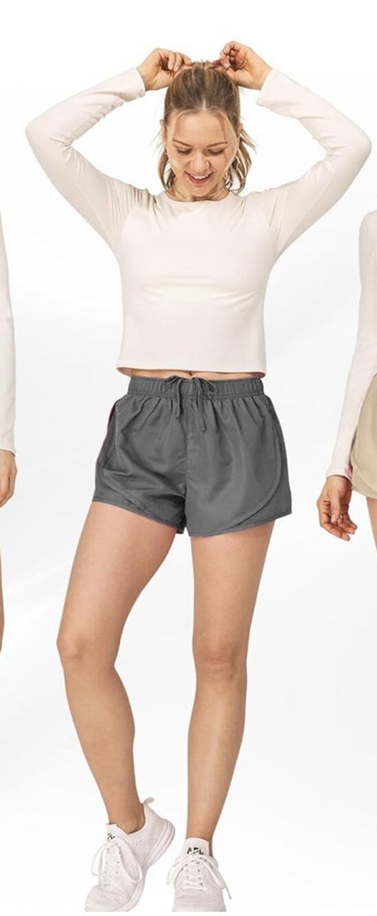 Ultra Performance Running Shorts With Liner Drawstring Waist Gray Womens L NWT